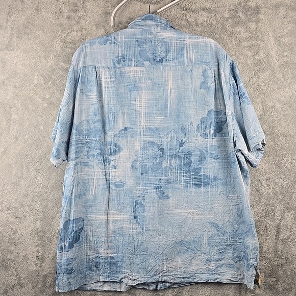Tommy Bahama Silk Button Shirt Mens XL Blue Island Modern Fit Floral Hawaiian - Picture 2 of 7